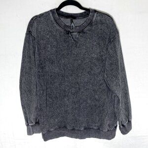 J.O&CO Grey Black Acid Wash Pullover Crew Neck Sweatshirt L